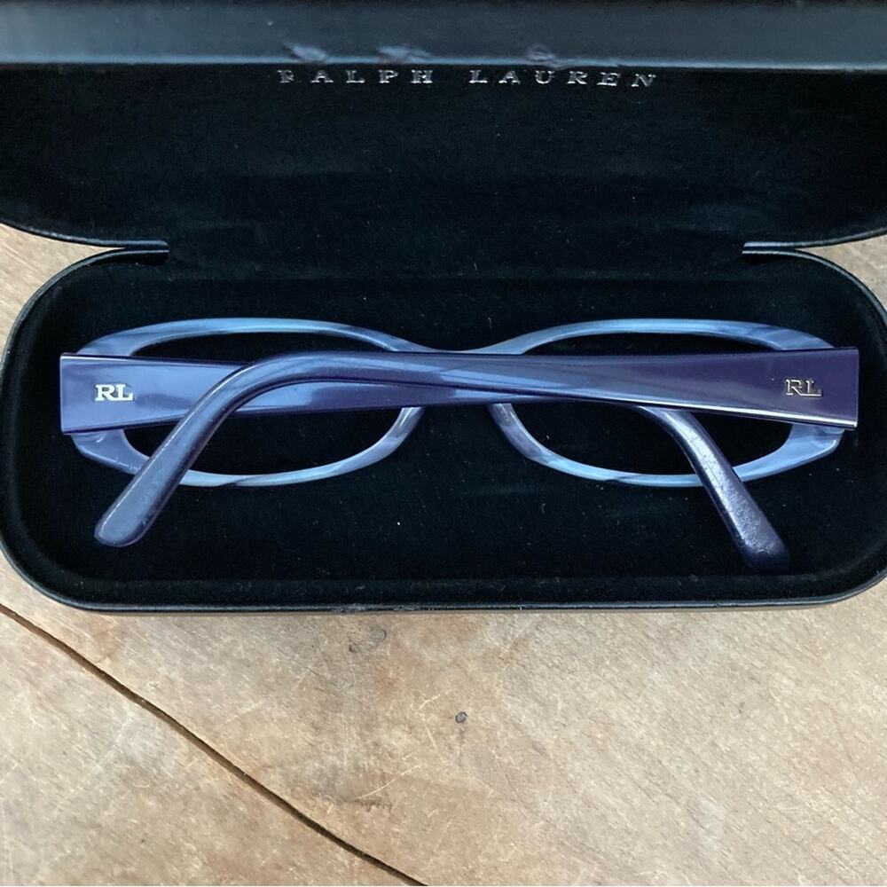 Ralph Lauren reader glasses frames only women two tone Lucite purple with case - Picture 10 of 13